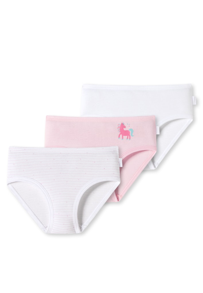 3er Pack Schiesser Original Classics Feinripp Mädchen Hüftslip 912 Weißpink 98 179483 