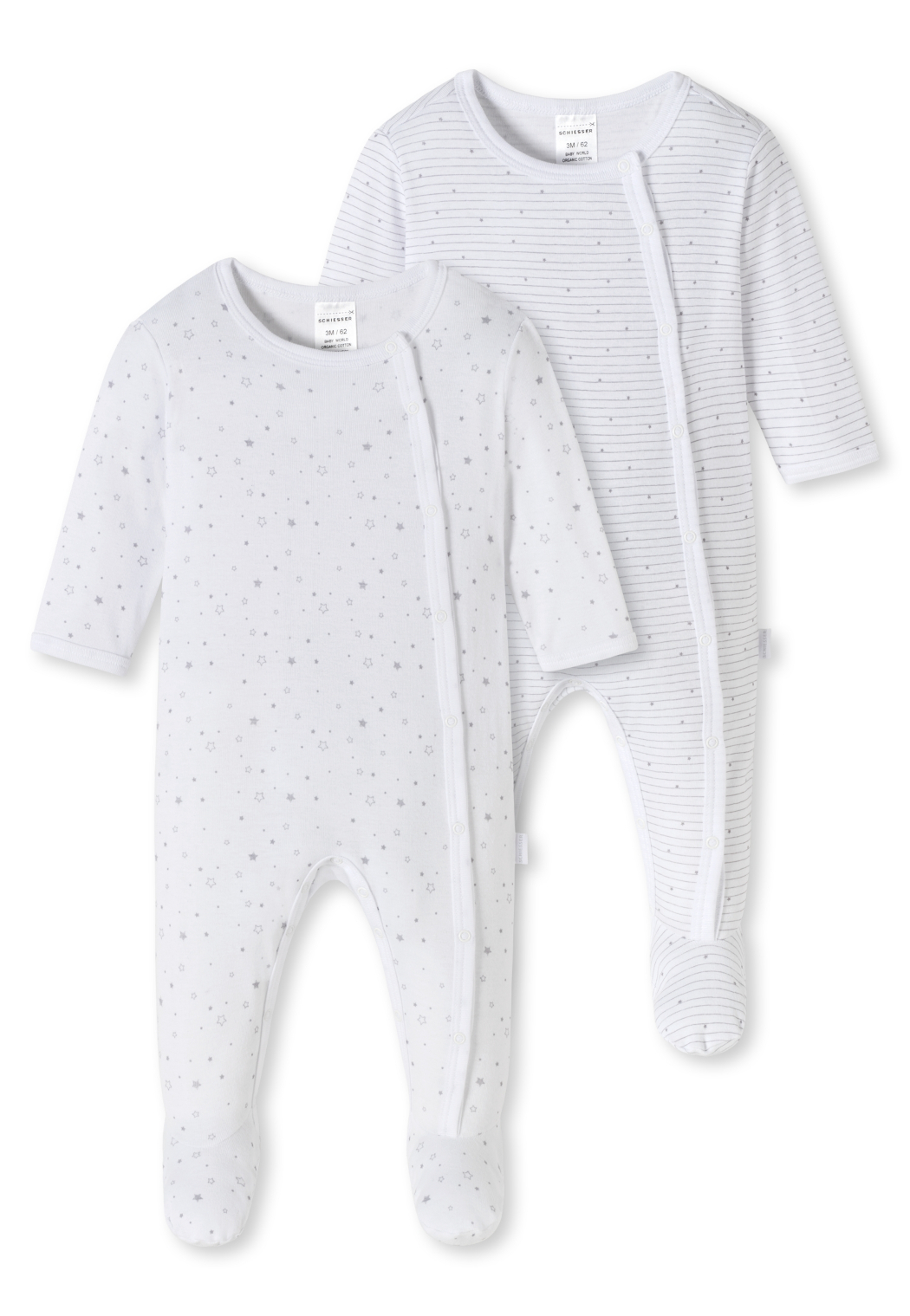 2er-Pack Schiesser Original Classics Unisex Baby Schlafanzug mit Fuss